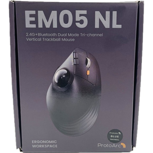 ProtoArc EM05 NL Vertical ERGONOMIC Wireless Trackball Rechargeable Mouse Blue - Picture 4 of 9